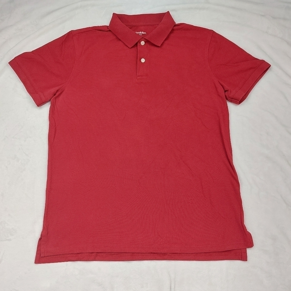 GOODFELLOW MEN'S BRIGHT RED SHORT SLEEVE LORING POLO SIZE LARGE